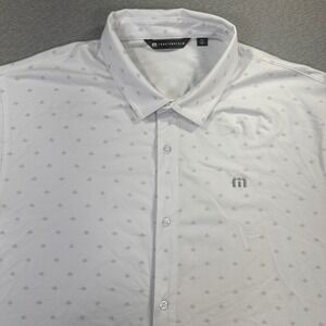Travis Mathew Set A Course Button Up Golf Shirt Mens 2XL White Diamond AOP Soft
